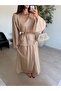 Sand beige cape combined dress - 3