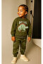 Dinosaur Printed Fleece-Lined Brushed Cotton Kids Set – Sweatshirt & Jogger Bottom, Ages 2–8