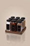 9-Piece Glass Spice Jar Set with Wooden Stand |   120 ml |   Black Cover & Black Label |   Minimal Design