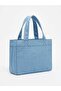 Denim Fabric Blue Tote Handbag - 2