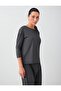 Anthracite Long Sleeve Boat Neck Straight Cut Knitted Blouse - 3