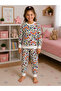 Girls' Cotton White Rainbow Patterned Long Sleeve Seasonal Pajama Set - 2