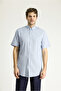 Striped Regular Fit Short Sleeve Cotton Shirt - 3