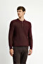 Polo Neck Regular Fit Patterned Zippered Cotton Knitwear Sweater - 5