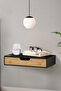 Bamboo Wall Shelf with Drawer, Black-Natural Minimalist Floating Shelf / Nightstand Shelf, 40X24X8 cm - 2