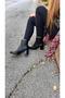 Eliya Elastic Thick Boots Heeled Round Toe Black Leather Skin - 3