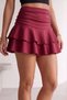 Women's High Waist Belted Gathered Two Layers Ruffle Mini Shorts Skirt - 3