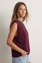 100% Cotton Single Jersey Heavy Fabric Women's Oversized Burgundy T-Shirt Broad-Shouldered Drapey Sleeveless Loose Fit - 4