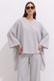 Asymmetrical Cut Striped Suit Y0164 - Gray - 2