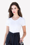 Women's V-Neck Short Sleeve Cotton Modal Stretchy Undershirt - Breathable & Soft Texture