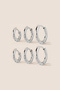 Silver Color Steel 8-10-12 mm 6-Piece Hoop Earrings 2.50 mm