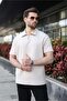 Light Gray Half Zipper Detailed Polo Collar Men's T-Shirt E7184 - 4