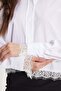 Women's Regular Fit Classic Cut Lace Detailed Cotton Plain White Shirt - 5