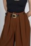 Women's Summer Coffee Bellara Wide Pleated High Waist Belted Pants Stylish Casual Comfortable 30374 - 2
