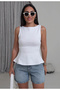Women's Sleeveless Peplum Blouse with Flounce Detail - 2