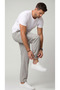 Men's Gray Parachute Fabric Baggy Trousers with Commando Pockets and Adjustable Clip-On Legs - 3