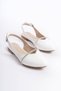 Th Colleciton Allison Buckle Orthopedic Comfortable Sole Stone Detailed Women's Ballerina Shoes Ckt - White - 3 - 4