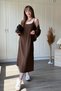 Draped Chest Detail Shirt Dress Brown Set - 4