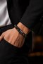 Men's Tiger's Eye and Onyx Stone Bracelet Double Row Natural Stone Weave Design Stylish Bracelet with Steel Clip - 3