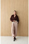 Shawl Detailed Shalwar Trousers with Scarf Mink - 3