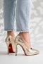 Short Platform Heeled Women's Thin Heeled Shoes Nicola Gold Crocodile - 7