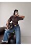 Crew Neck Fitted Waist Brown Polka Dot Cotton Bat Sleeve Blouse Blz99000 - 5