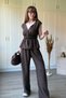 Brown Linen Suit with Tie Detail - 2