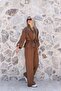 Brown Parachute Fabric Top Zipper Suit