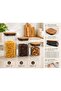 3 Pieces Glass 1Lt - 1.5 Lt - 2 Lt Acacia Vacuum Lid Food Jar Storage Container Jar Set