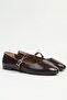 Brown Patent Leather Strappy Ballerina Shoes