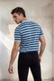 Striped Polo Collar Men's Knitwear T-Shirt Fit Cut Summer Knit T-Shirt - 2
