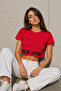 Women's Cotton Sport Printed Oversize Short Sleeve Crop T-Shirt - 7