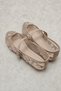 Women's Beige Lace Beaded Embroidered Mesh Ballerinas - 6