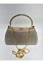 Gold Color Big Stone Material Design Evening Dress Clutch Chain Strap Handheld Wedding Engagement Evening Bag - 7