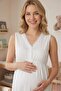 Women's Ecru Lace Special Design Maternity Pajama Set