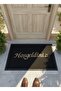 Black Hygienic Curly Doormat 40X60 cm - with "Welcome" Written - Moisture Absorbing Door Mat
