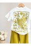 Felicidade Printed Girls' T-Shirt and Striped Sweatpants Set - 8