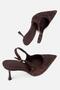 Women's Brown Patterned Pointed Toe Open Back Stiletto Heel U Shoes - 6
