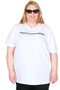 Mode XL Real Big Size Women's T-Shirt Bıs Yaka Wanted U26113 White