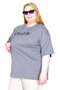 Mode XL Real Big Size Women's T-Shirt Bis Collar New York U26204 Fume - 3