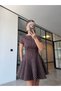 Polka Dot Pencil Dress Brown - 4