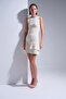 Join Us Crew Neck Ruffle Hem Ecru Mini Dress S013 - 3