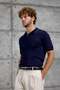 Men's T-Shirt Dpp Tri̇ko Navy Blue Slim Fit Polo Collar Knitwear