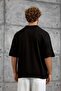 Men's T-Shirt Limited Written Polo Collar Black Oversize Printed Knitwear - 3