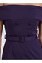 Purple Off-Shoulder Pleated Maxi Dress - 4