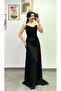 Draped Neckline, Side Slit and Tail Detail Evening Dress - 6