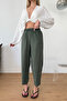 Women's Adjustable Waist Double Pocket Carrot Cut Trousers Khaki - Ms001529 - 2