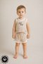 Unisex Salt & Sand Printed 100% Cotton Baby Kids Athlete Shorts Set with Piping Detail - 2