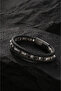 Men's Black Agate Stone Leather Bracelet Multi-Layered Black Weave Design Stylish Bracelet with Steel Clip - 4