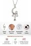 Women's Silver Color Steel Moon Star Crescent Pendant Minimal Stylish Necklace with Dangling Stones - 5